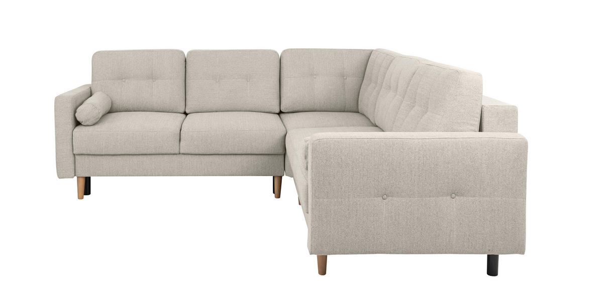ECKSOFA in Hellgrau  - Buchefarben/Hellgrau, Design, Holz/Textil (242/242cm) - MID.YOU