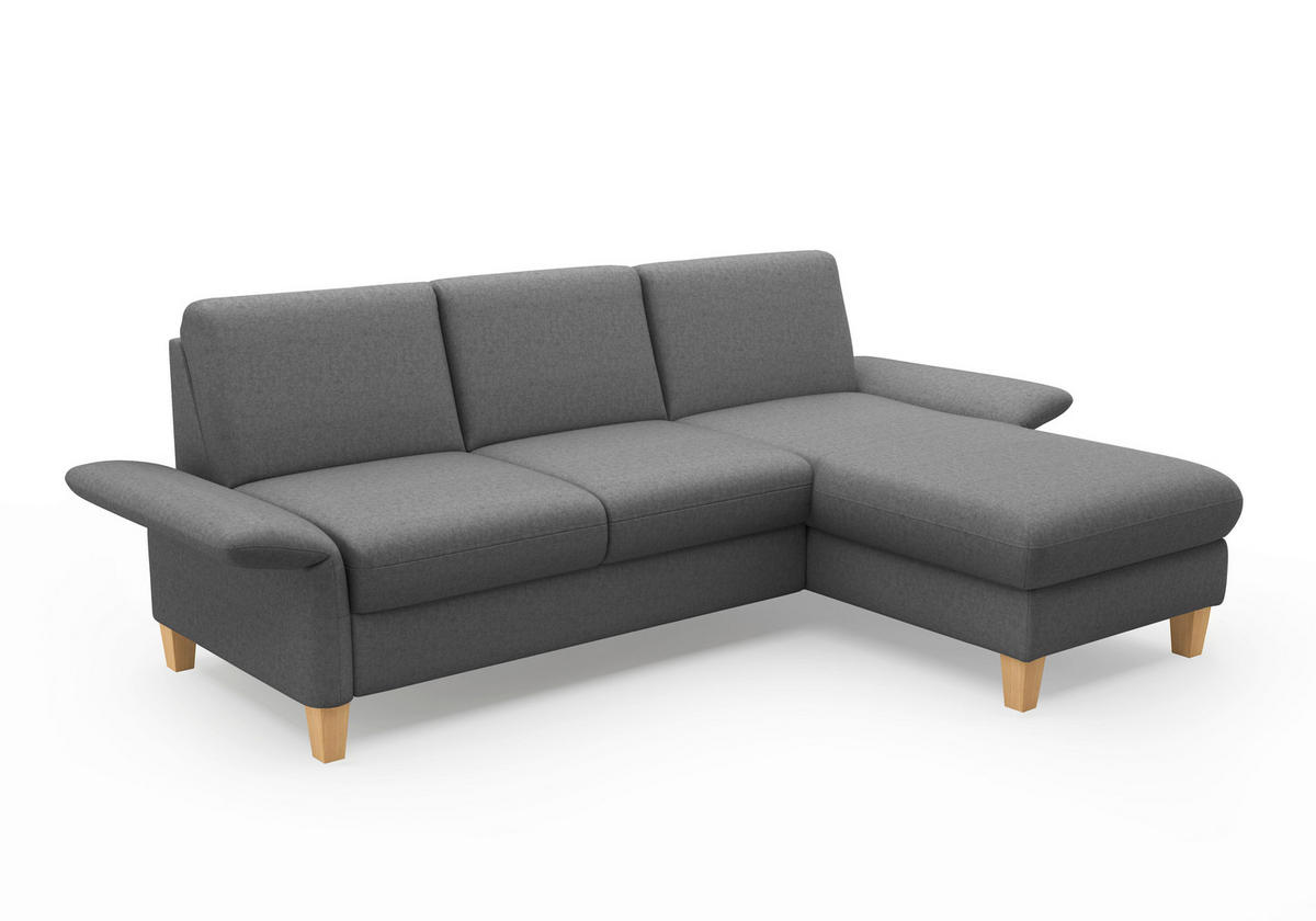 ECKSOFA ROCHELLE E Dunkelgrau Flachgewebe  - Eichefarben/Dunkelgrau, KONVENTIONELL, Holz/Textil (251/164cm) - Sit & More