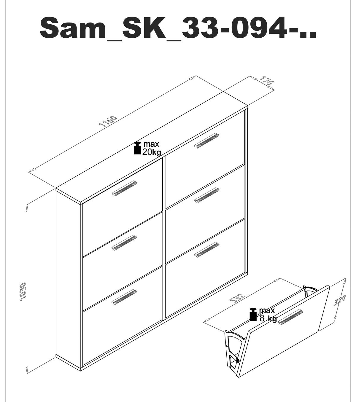 SCHUHKIPPER  in 116/103/17 cm  - Kaschmir/Schwarz, Design, Holzwerkstoff/Kunststoff (116/103/17cm) - Carryhome