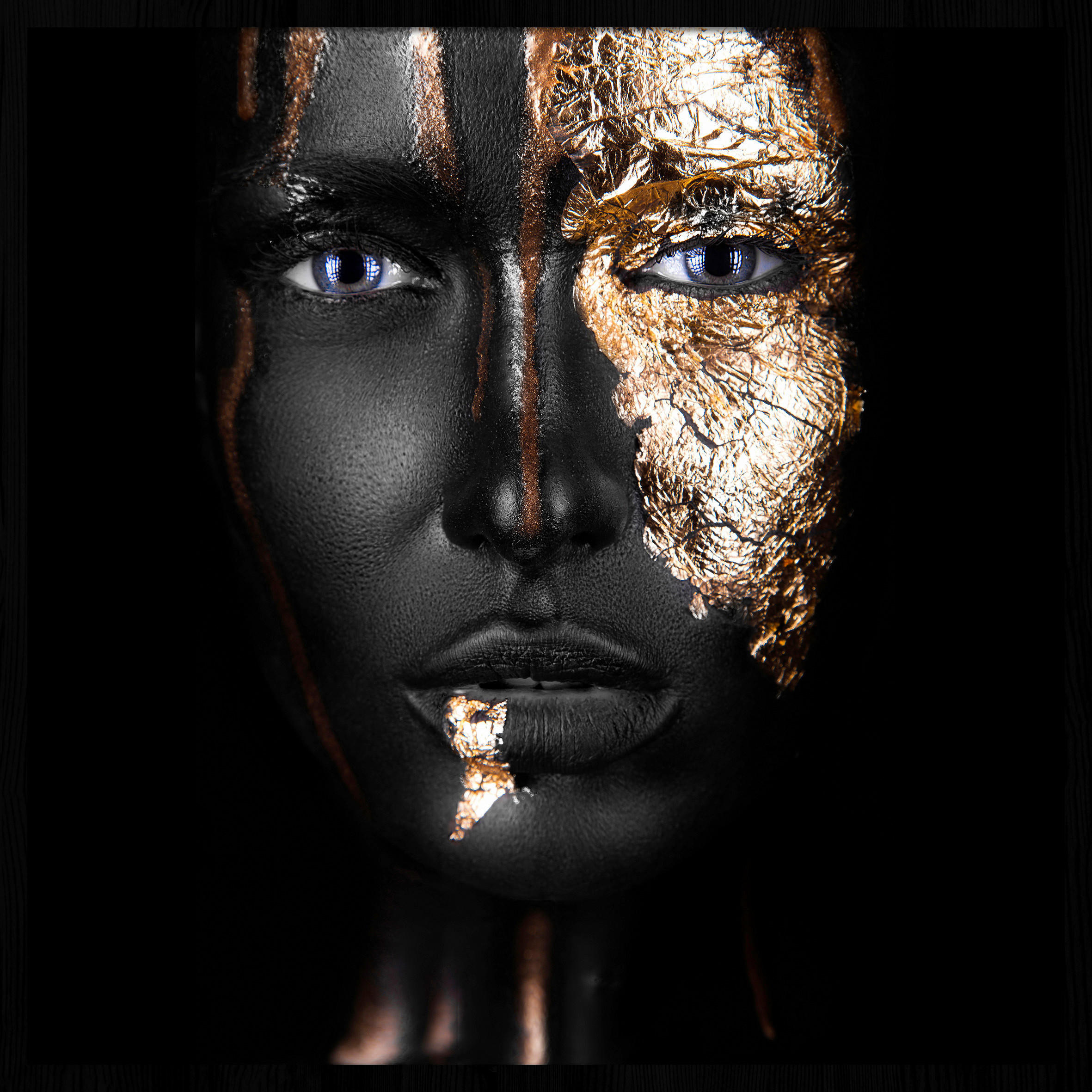 Wandkraft Bild Schwarz, Gold 100x100 cm