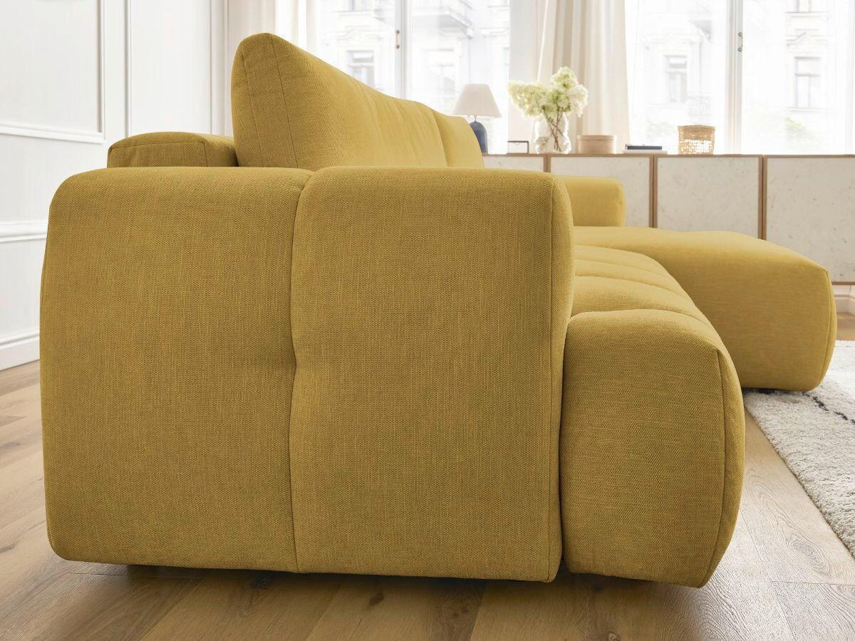 ECKSCHLAFSOFA FUJI Leinenoptik Gelb  inkl.  - Gelb/Schwarz, MODERN, Kunststoff/Textil (292/160cm)