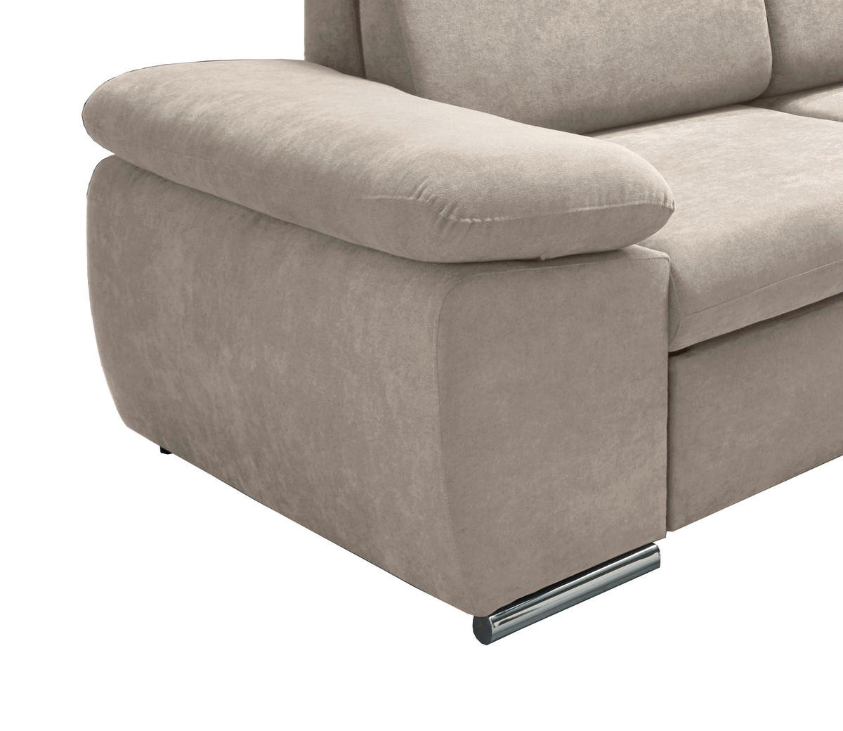 ECKSOFA Creme Mikrofaser  - Chromfarben/Creme, Design, Textil/Metall (283/228cm) - Livetastic