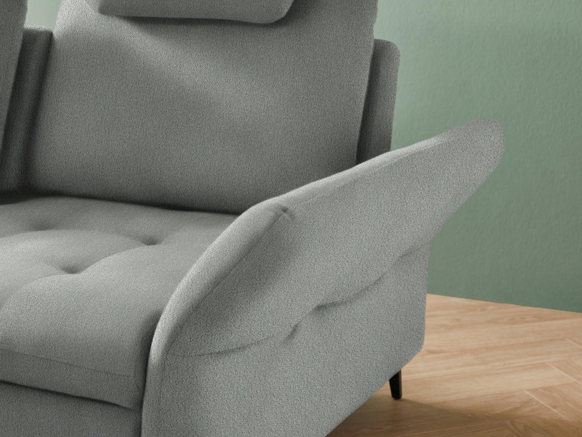 ECKSOFA in Struktur Hellgrau  - Hellgrau/Schwarz, Natur, Textil/Metall (233/288cm) - Valnatura