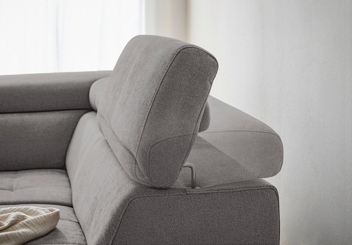 WOHNLANDSCHAFT Anthrazit Struktur  - Anthrazit/Schwarz, Design, Textil/Metall (177/327/203cm) - Stylife