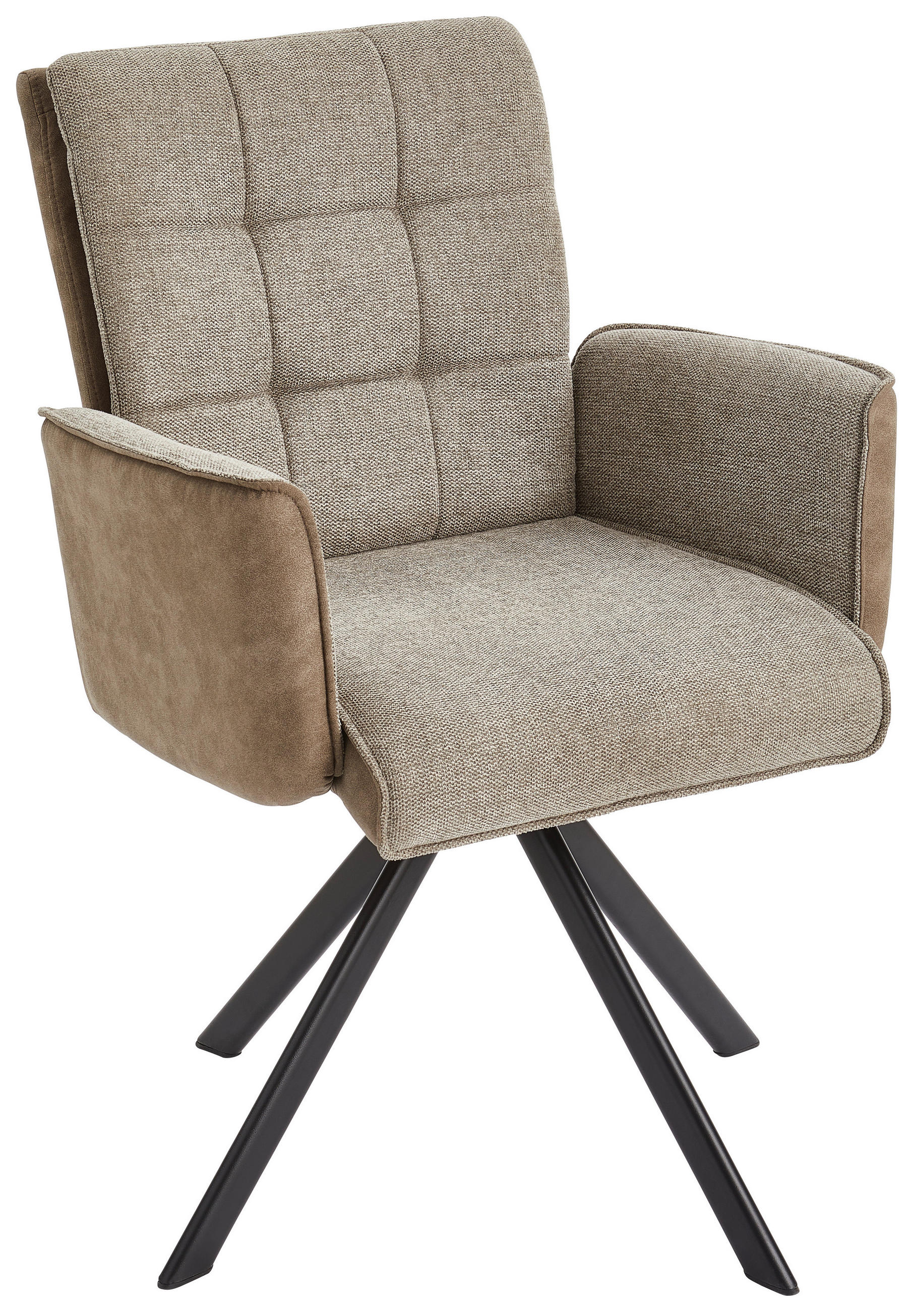 Scaun Cu Brațe din lemn, metal, textil, maro, negru