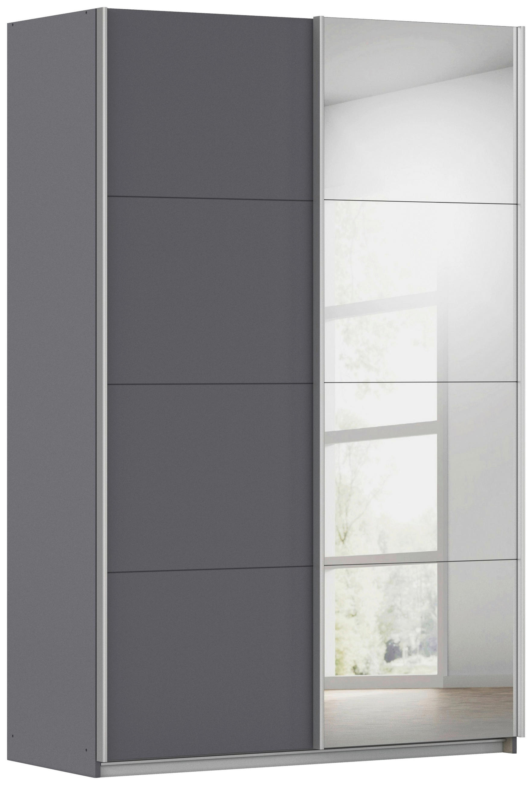 home24 Schwebetürenschrank Grau 136x210x62 cm