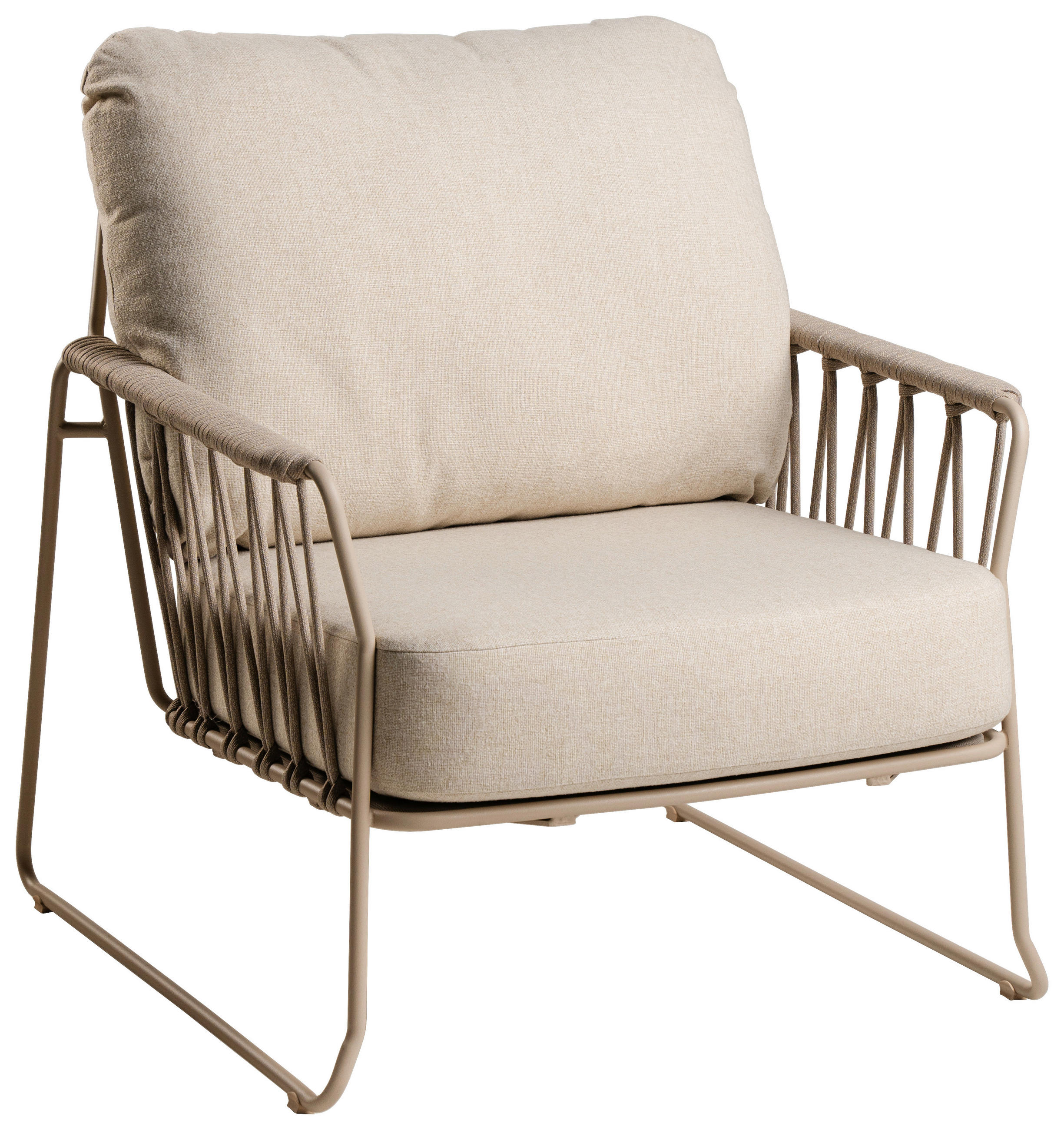 LOUNGESESSEL Weiß, Champagner Edelstahl  - Champagner/Weiß, Basics, Textil/Metall (83/85/87cm) - Tierra Outdoor