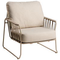 LOUNGESESSEL Weiß, Champagner Edelstahl  - Champagner/Weiß, Basics, Textil/Metall (83/85/87cm) - Tierra Outdoor