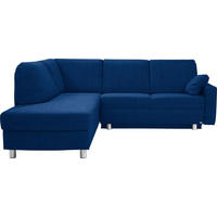 ECKSOFA 208/227 cm  in Chenille Dunkelblau Zierkissen, Armlehnenkissen  208/227 cm  - Alufarben/Dunkelblau, KONVENTIONELL, Textil/Metall (208/227cm) - Sedda