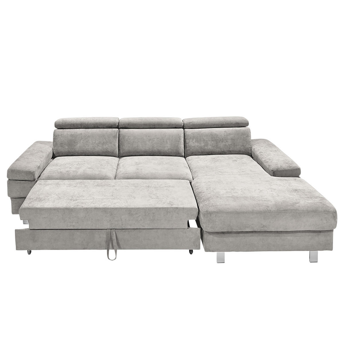ECKSOFA in Webstoff Silberfarben  - Silberfarben, Konventionell, Textil/Metall (182/82/260cm) - Trendmanufaktur