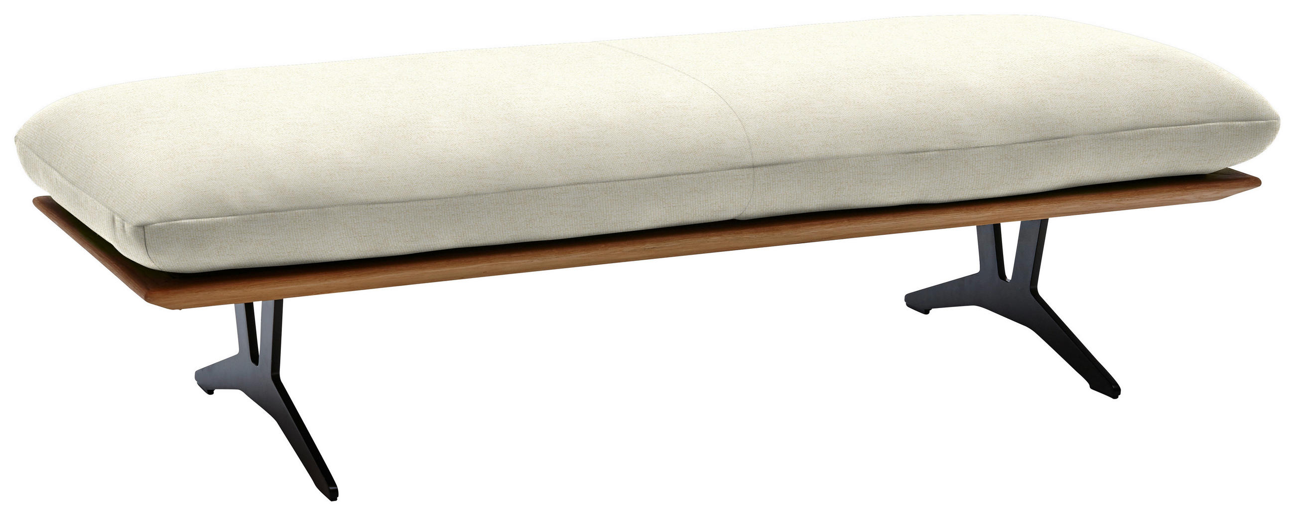 HOCKERBANK in Holz, Textil Creme  - Creme/Schwarz, Design, Holz/Textil (150/43/60cm) - Dieter Knoll
