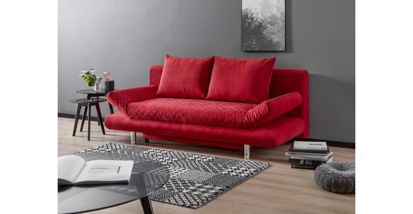 SCHLAFSOFA Armteil verstellbar Sorini  mit Stoffauswahl Mikrofaser Rot  - Chromfarben/Rot, Design, Textil (194/73/91cm) - Xora