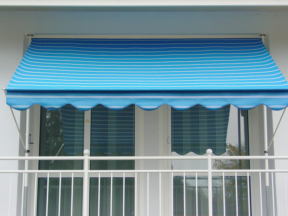 KLEMMMARKISE - Blau/Weiß, Basics, Textil/Metall (400/225-275/150cm) - Boxxx