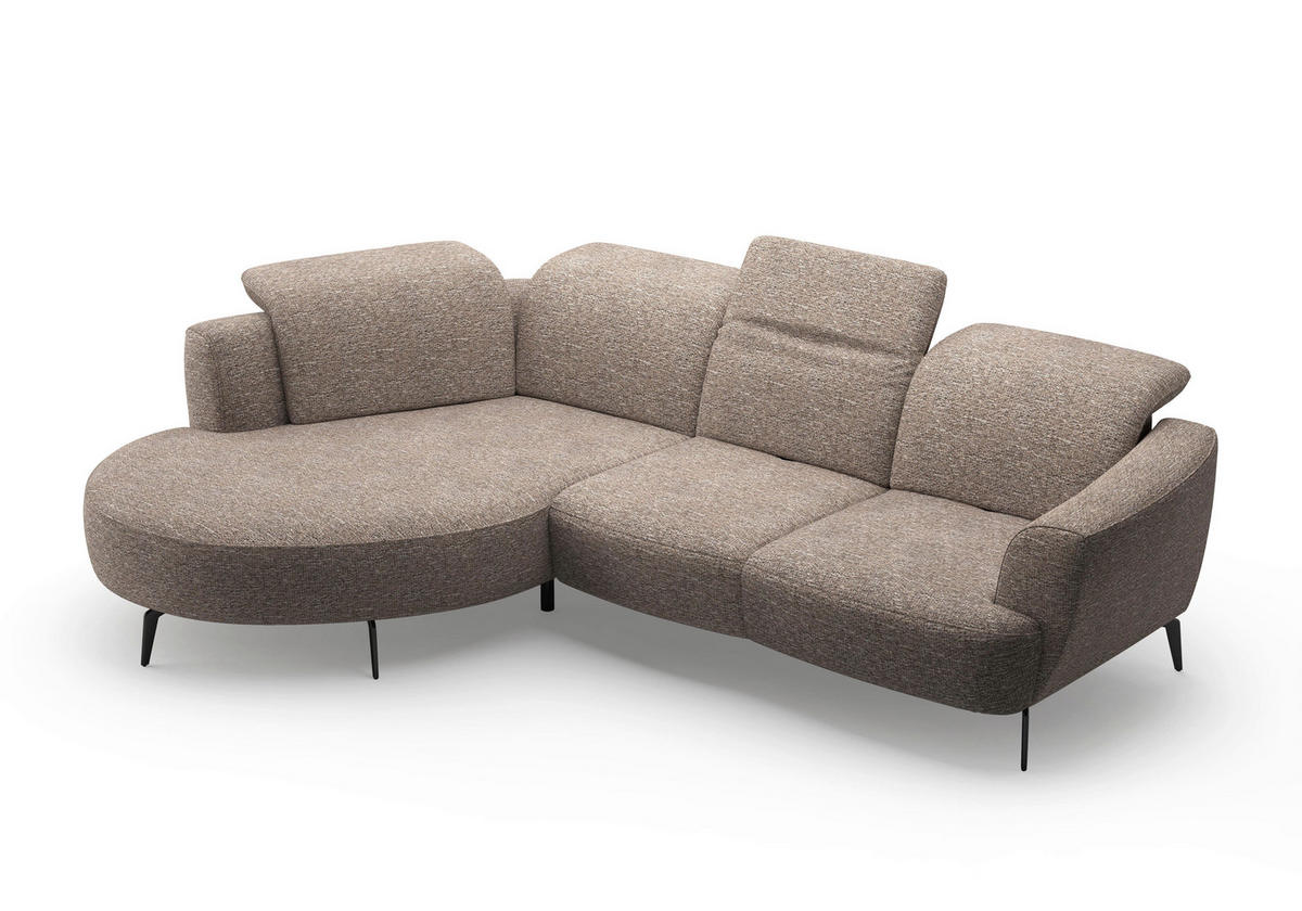 ECKSOFA in Chenille Cappuccino  - Schwarz/Cappuccino, Konventionell, Textil/Metall (199/309cm) - Sit & More