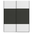 SCHWEBETÜRENSCHRANK 201/223/68 cm 2-türig Graphitfarben, Weiß  - Schwarz/Graphitfarben, KONVENTIONELL, Holzwerkstoff/Metall (201/223/68cm) - Novel