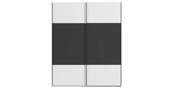 SCHWEBETÜRENSCHRANK 201/223/68 cm 2-türig Graphitfarben, Weiß  - Schwarz/Graphitfarben, KONVENTIONELL, Holzwerkstoff/Metall (201/223/68cm) - Novel