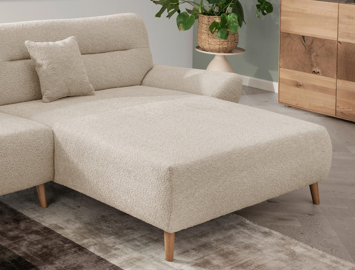 ECKSOFA Beige Bouclé  - Wildeiche/Beige, KONVENTIONELL, Holz/Textil (290/166cm) - MID.YOU
