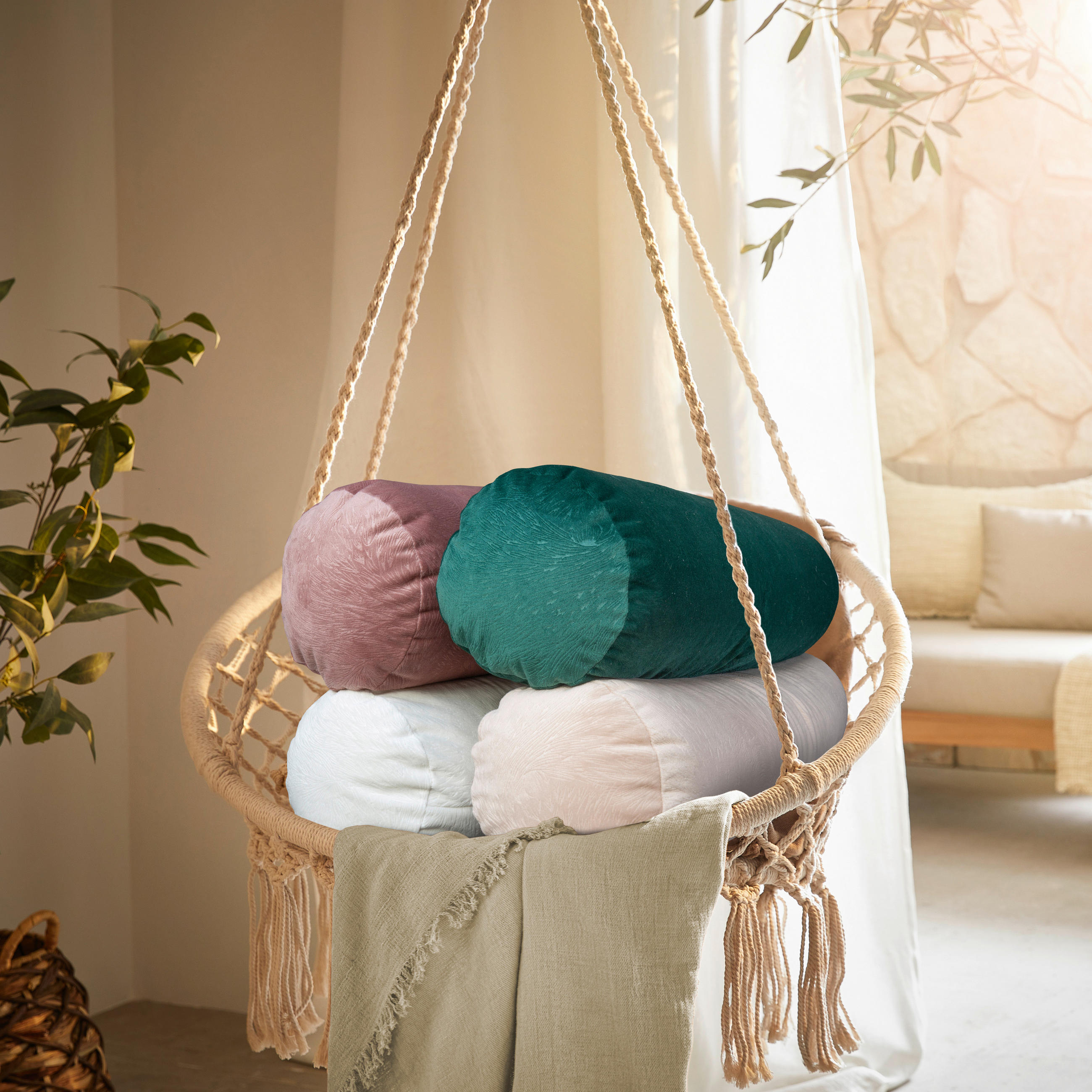 OKRASNA BLAZINA  DAYARA          50 cm   - bela, Basics, tekstil (50cm) - Esposa