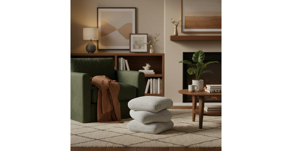 HOCKER in Textil Beige  - Beige, KONVENTIONELL, Textil (55/45/55cm) - Xora