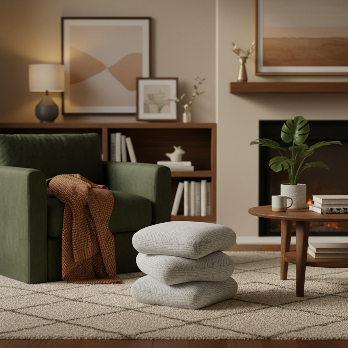 HOCKER in Textil Beige  - Beige, KONVENTIONELL, Textil (55/45/55cm) - Xora