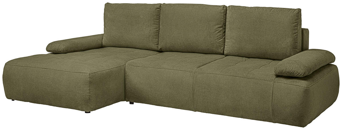 ECKSOFA Olivgrün Webstoff  - Schwarz/Olivgrün, KONVENTIONELL, Kunststoff/Textil (162/282cm) - Carryhome