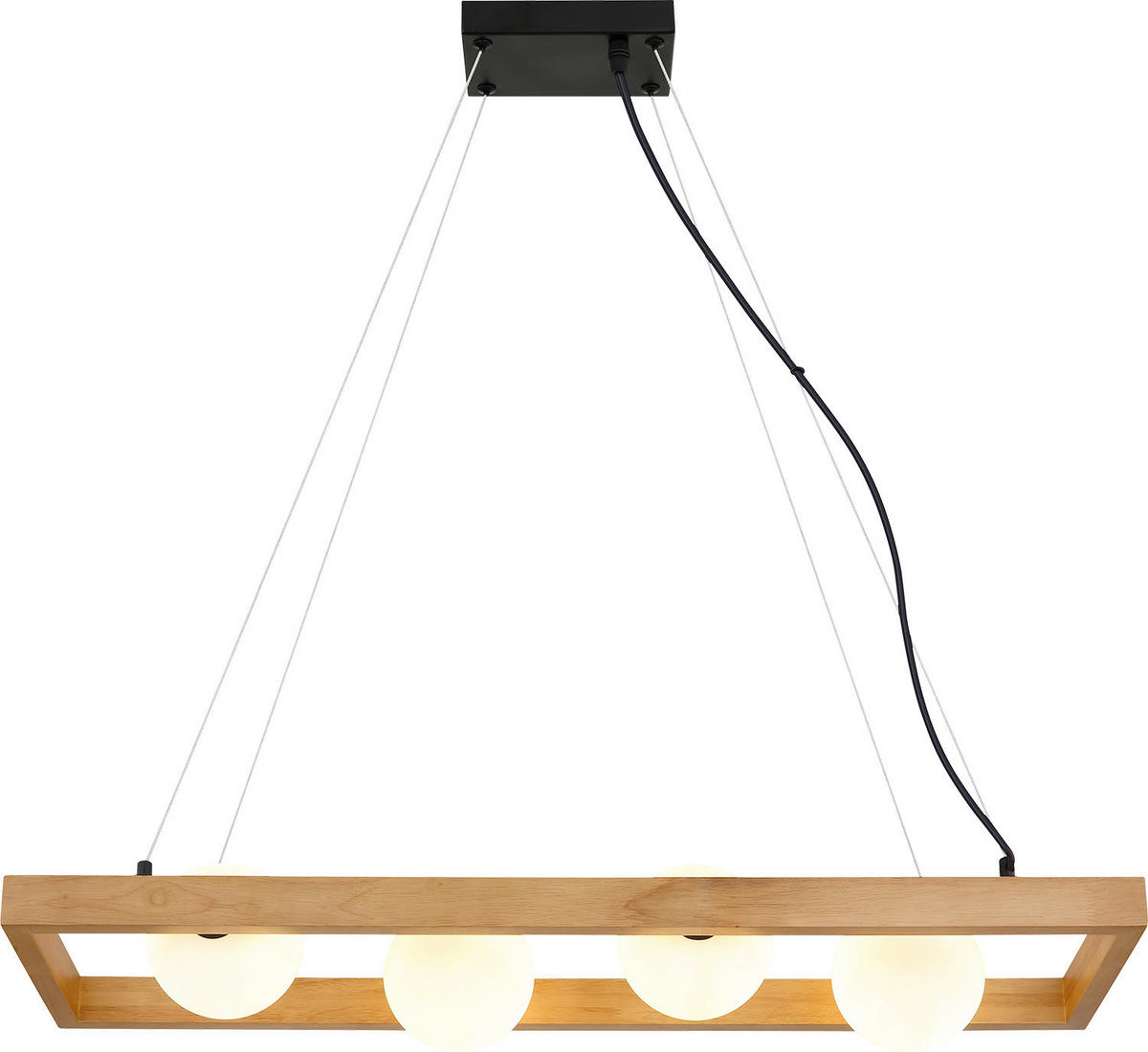 HÄNGELEUCHTE 84/24/150 cm  - Schwarz/Braun, Natur, Glas/Holz (84/24/150cm)