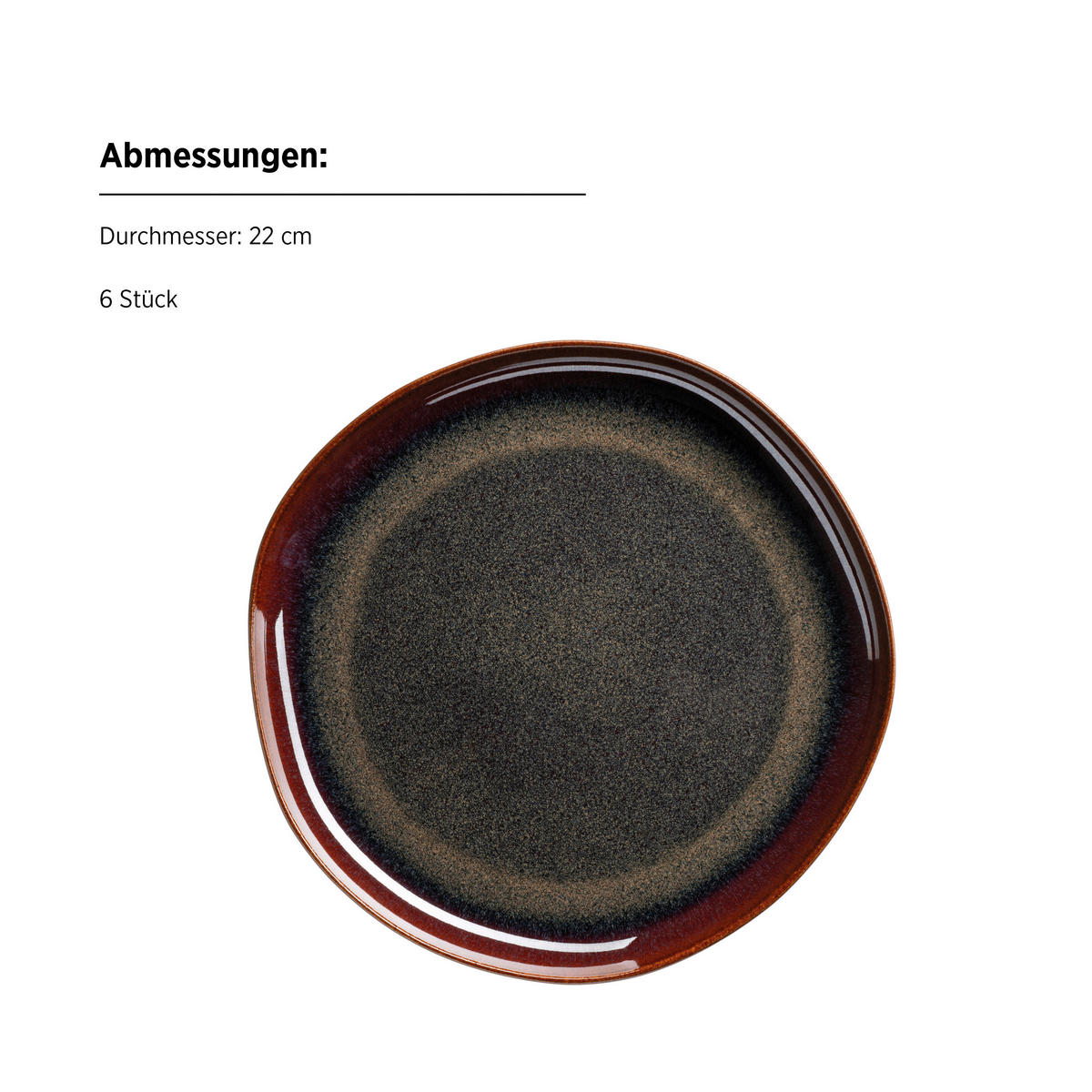 DESSERTTELLERSET Cordelia 6-teilig  - Rot/Braun, Trend, Keramik (22cm) - Mäser