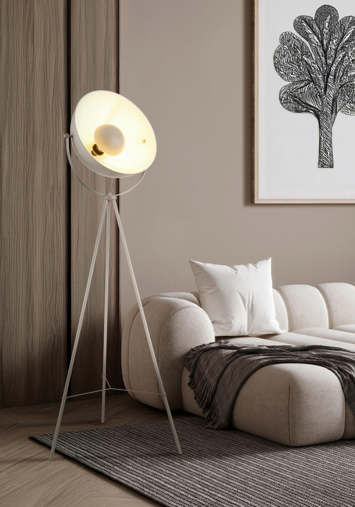 STEHLEUCHTE Timo 56/138,8 cm   - Sandfarben, LIFESTYLE, Metall (56/138,8cm) - Globo