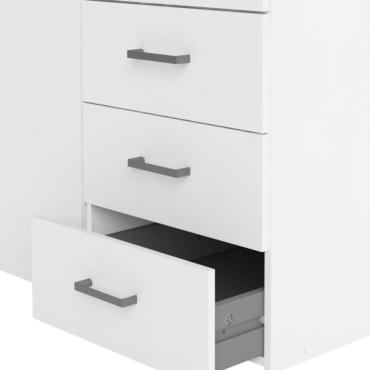 KLEIDERSCHRANK in Weiss  - Weiss/Silberfarben, Basics, Holzwerkstoff/Metall (115,8/200,4/49,5cm) - MID.YOU