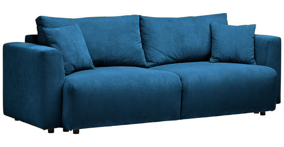 SCHLAFSOFA  mit Stoffauswahl, Schlafen auf Sitzhöhe, Rücken echt Cord Blau  - Blau/Schwarz, Design, Kunststoff/Textil (250/92/105cm) - Carryhome