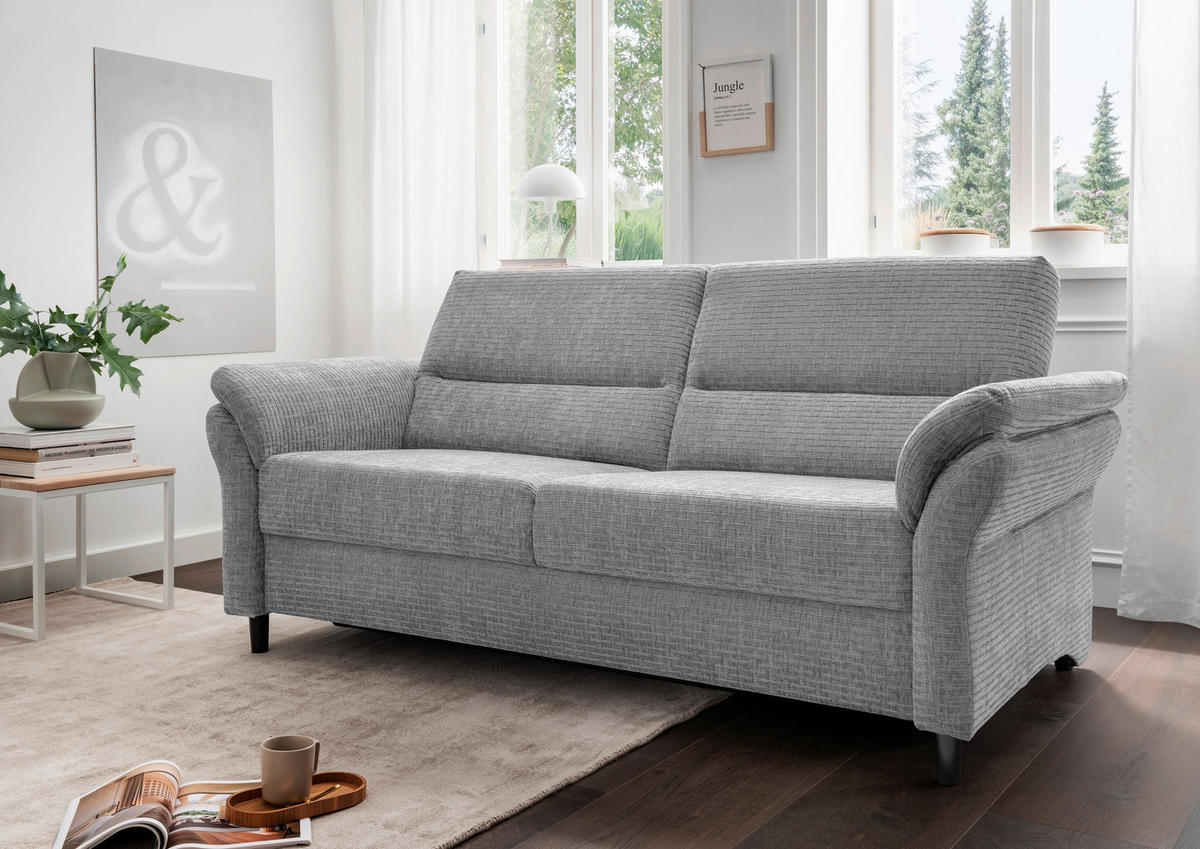 3-SITZER-SOFA in Mikrofaser Grau  - Schwarz/Grau, Modern, Holz/Textil (192/90/89cm) - Livetastic