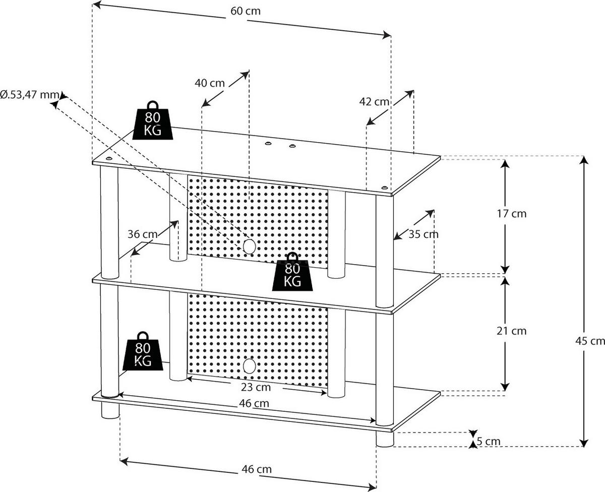 TV-MÖBEL i klar, silver  - klar/silver, Klassisk, metall/glas (60/45/42cm) - MID.YOU