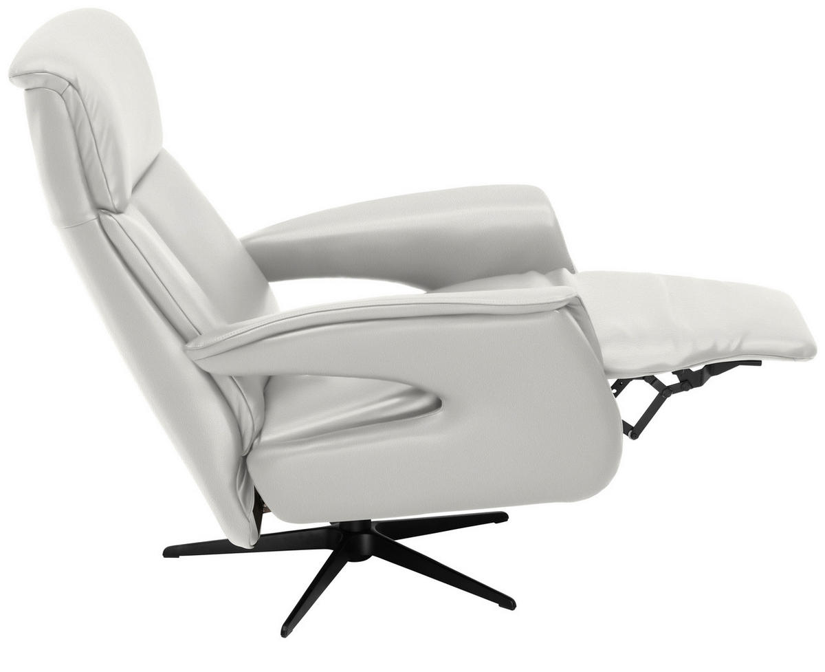 RELAXSESSEL in Leder Weiß  - Schwarz/Weiß, Design, Leder/Metall (78/106/88cm) - Welnova