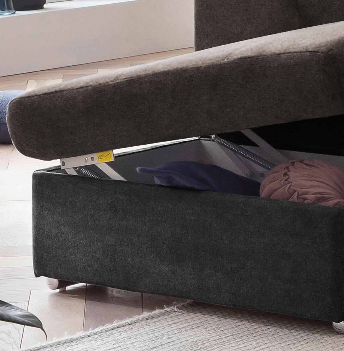 ECKSOFA in Mikrofaser Dunkelbraun  - Chromfarben/Dunkelbraun, Design, Textil/Metall (216/262cm) - Livetastic