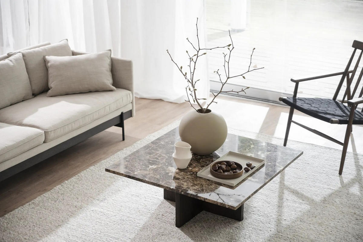 SOFFBORD i trä, sten  - brun/mörkbrun, Klassisk, trä/sten (90/42/90cm) - Rowico