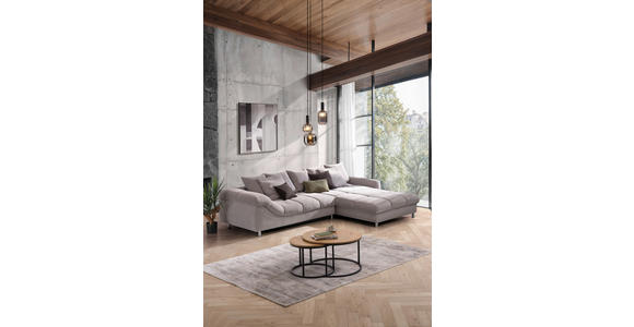 ECKSOFA Grau, Silberfarben Webstoff - Silberfarben/Grau, Design, Textil/Metall (337/228cm) - Carryhome