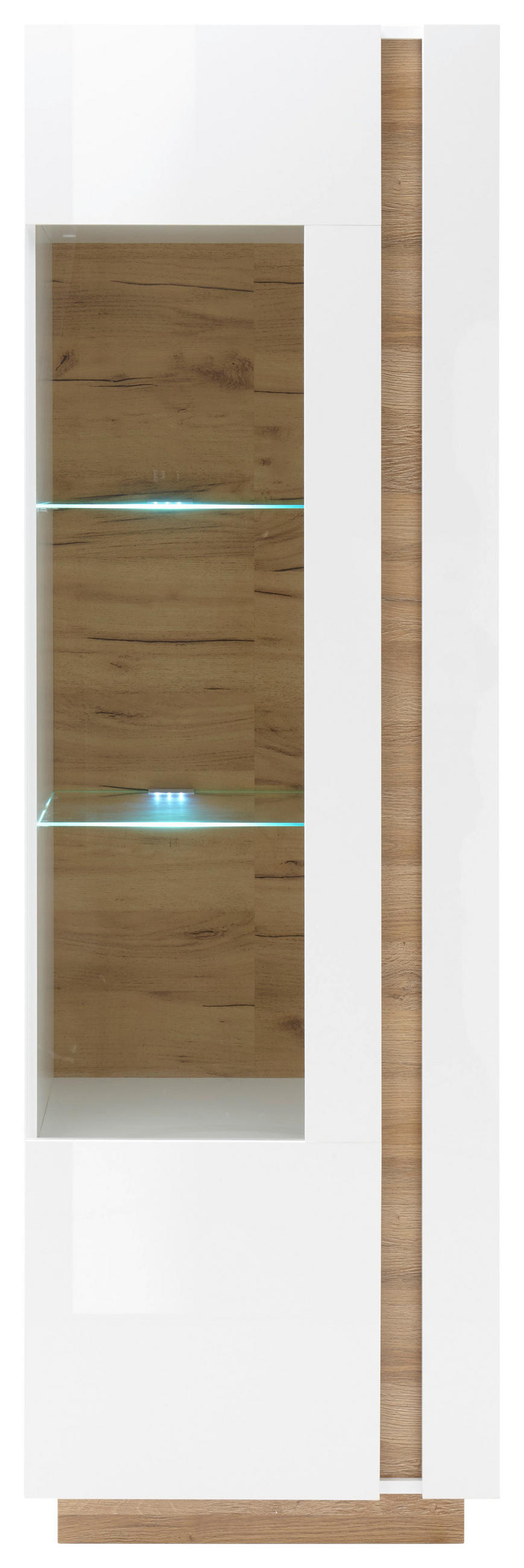 VITRINE - Eichefarben/Weiß, Design, Glas/Holzwerkstoff (60/194/40cm) - MID.YOU