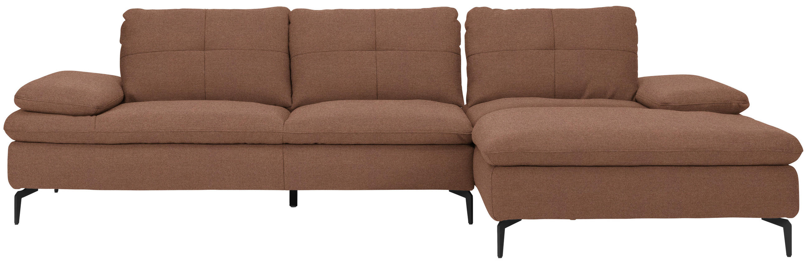 ECKSOFA in Webstoff Braun  - Schwarz/Braun, Design, Textil/Metall (301/179cm) - Chilliano