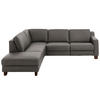 ECKSOFA in Echtleder Graubraun  - Eichefarben/Graubraun, Design, Leder/Holz (235/259cm) - Valdera