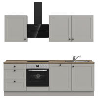 KÜCHENLEERBLOCK 240 cm   in Grau, Eiche dunkel  - Eiche dunkel/Schwarz, MODERN, Holzwerkstoff/Metall (240cm) - Nobilia