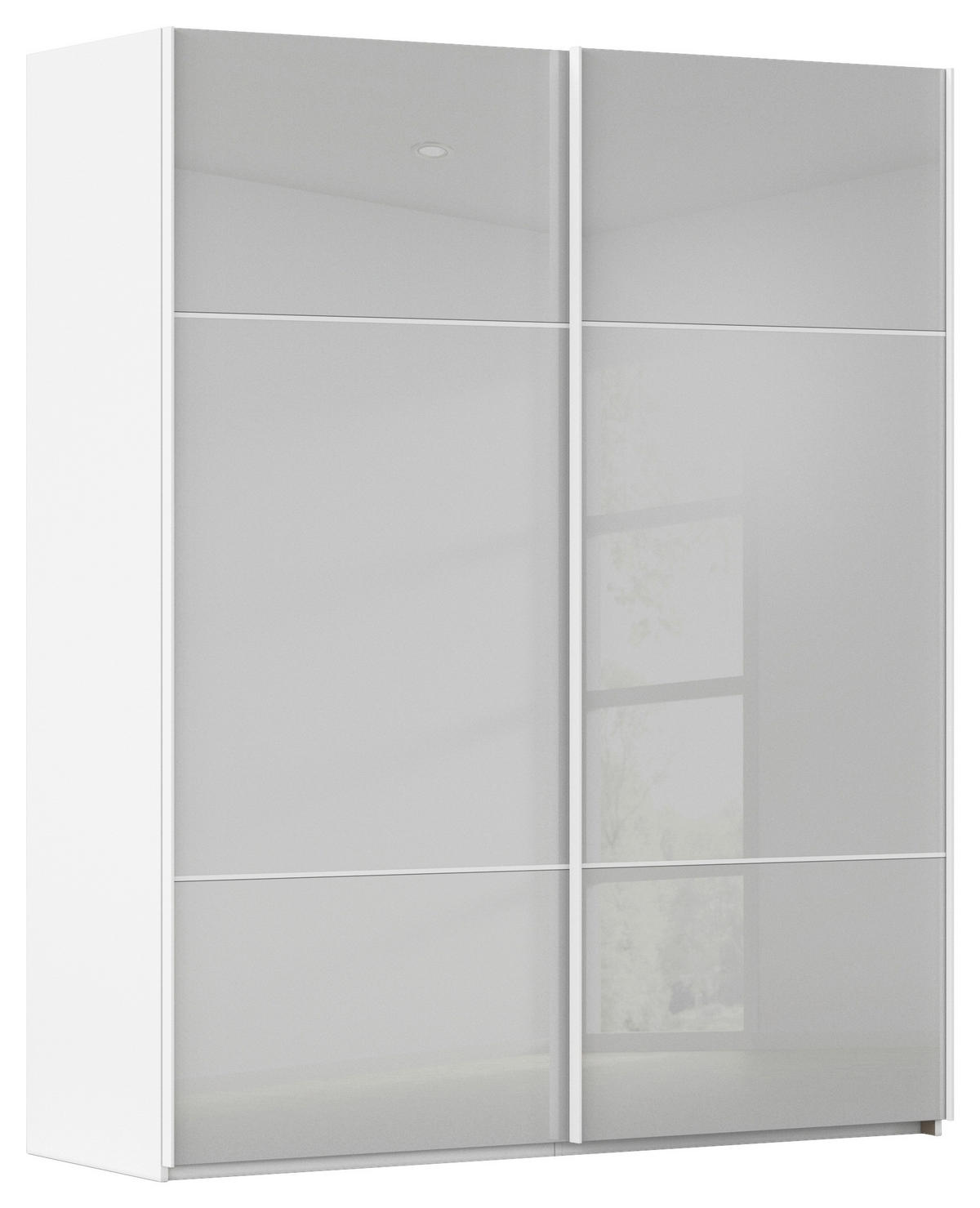 SCHWEBETÜRENSCHRANK  in Grau, Weiß  - Weiß/Grau, KONVENTIONELL, Glas/Holzwerkstoff (162/223/68cm) - Novel