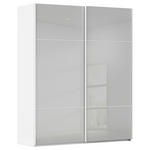 SCHWEBETÜRENSCHRANK  in Grau, Weiß  - Weiß/Grau, KONVENTIONELL, Glas/Holzwerkstoff (162/223/68cm) - Novel