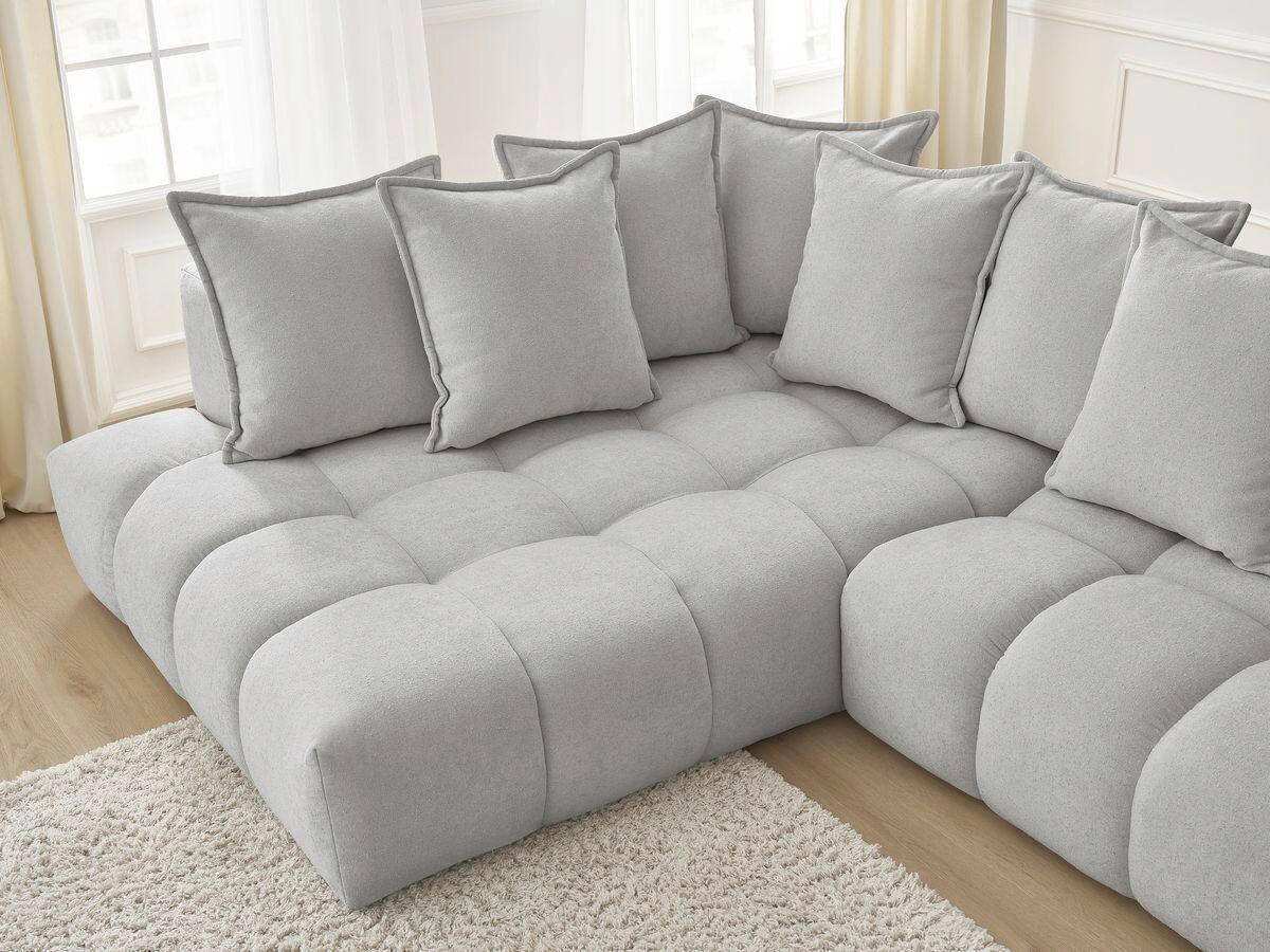 ECKSOFA Ottomane links  EVEREST Hellgrau Struktur  - Hellgrau/Schwarz, MODERN, Kunststoff/Textil (210/352cm)