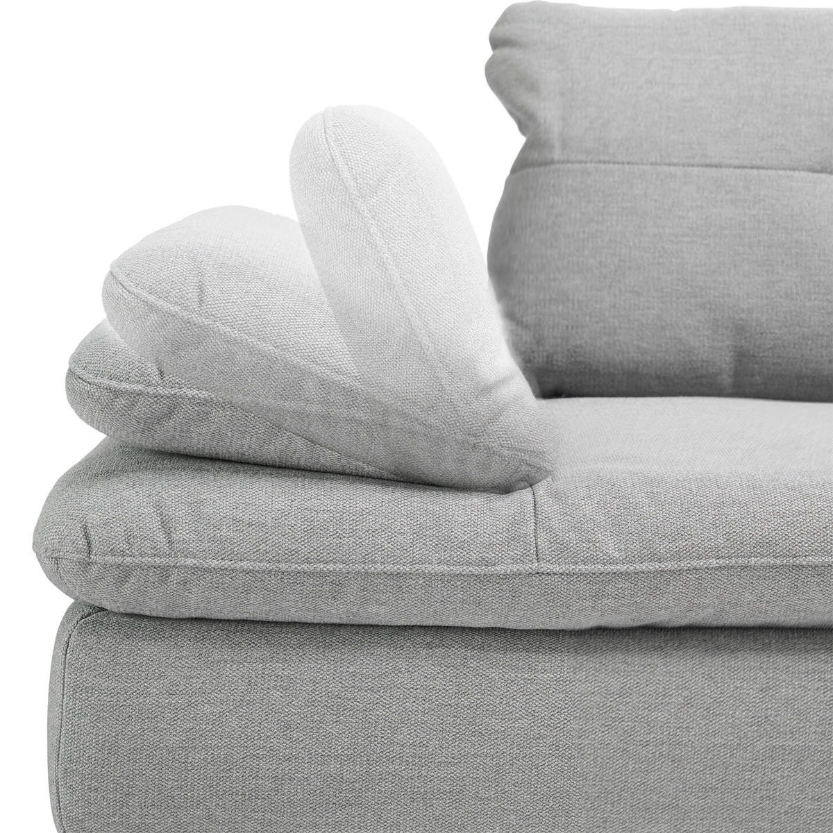 ECKSOFA in Flachgewebe Hellgrau  - Hellgrau/Schwarz, Design, Textil/Metall (271/344cm) - Chilliano