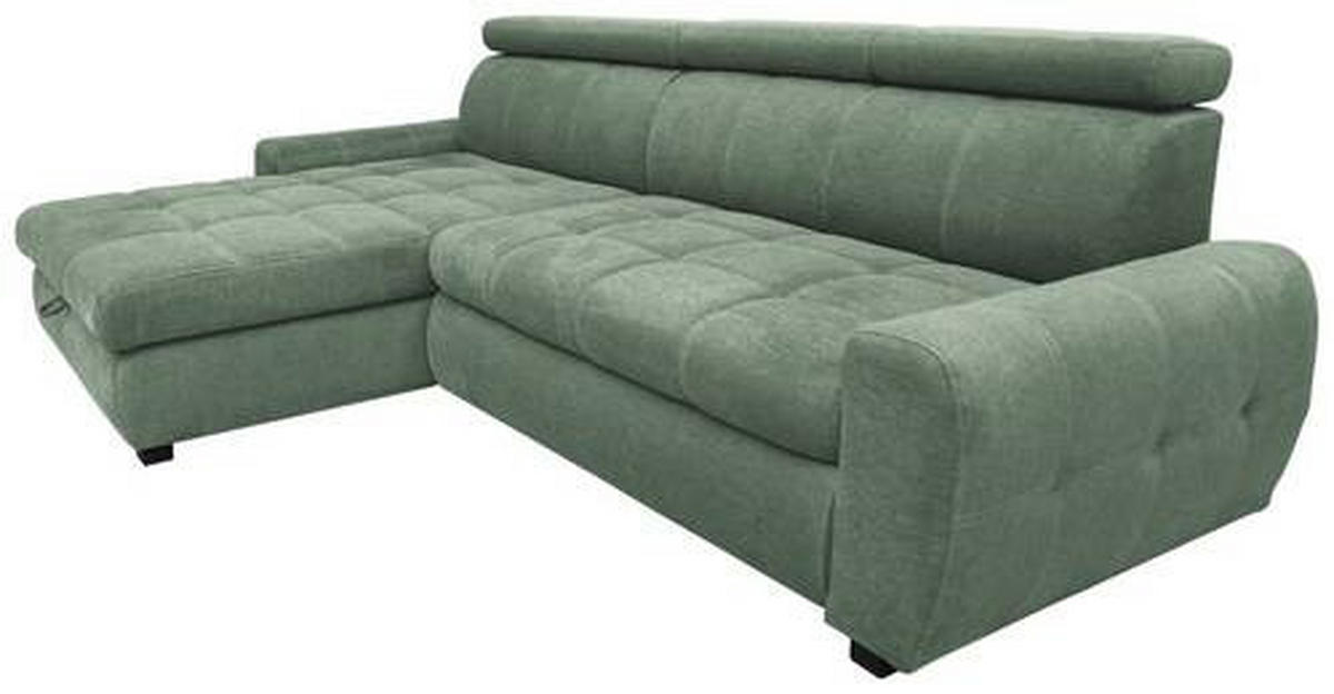 ECKSOFA in Webstoff Grün  - Weiss/Schwarz, Design, Kunststoff/Textil (276/173cm) - Stylife