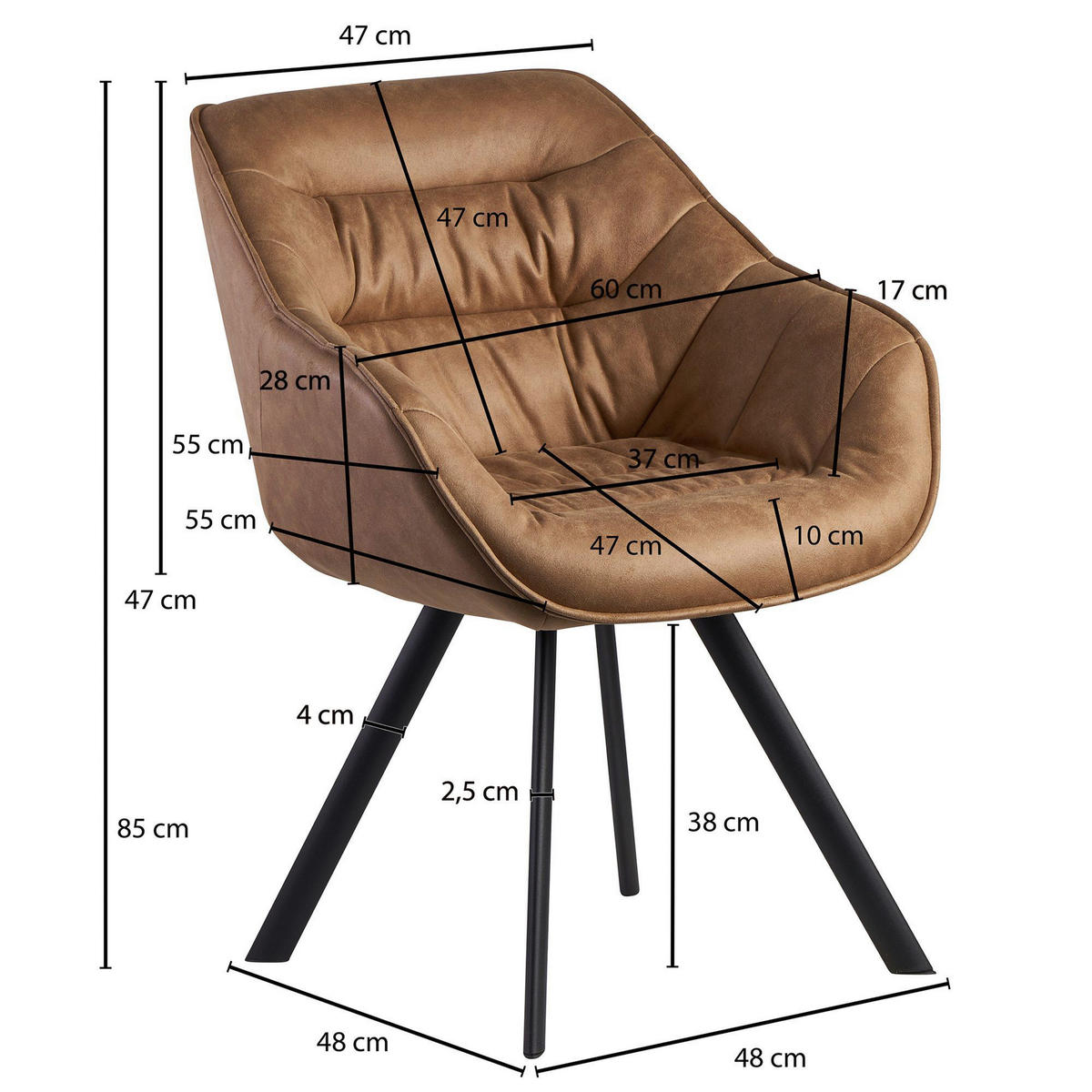 ŽIDLE S PODRUČKAMI, vzhled kůže, béžová - černá/béžová, Moderní, kov/textil (60/85/64cm) - MID.YOU