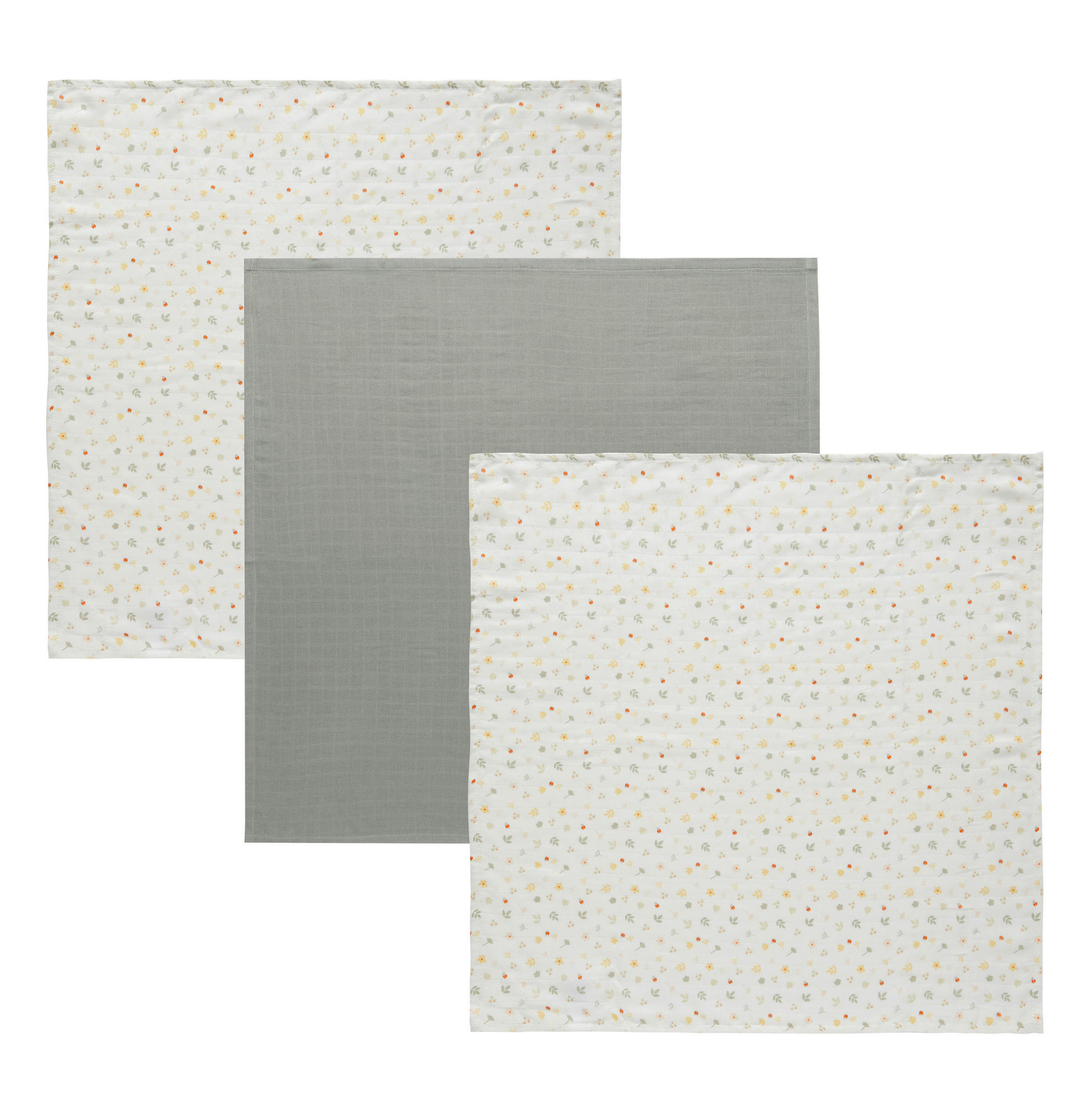 MULLWINDELNSET   Bohemian Garden 3-teilig  - Gelb/Weiß, Basics, Textil (70/70/0,3cm) - Bebe Jou