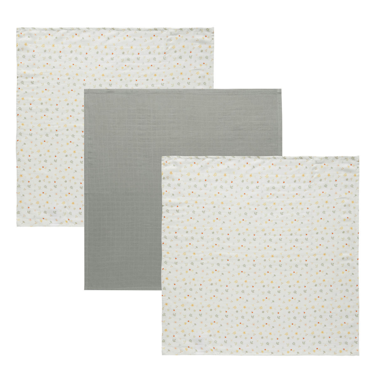 MULLWINDELNSET   Bohemian Garden 3-teilig  - Gelb/Weiß, Basics, Textil (70/70/0,3cm) - Bebe Jou