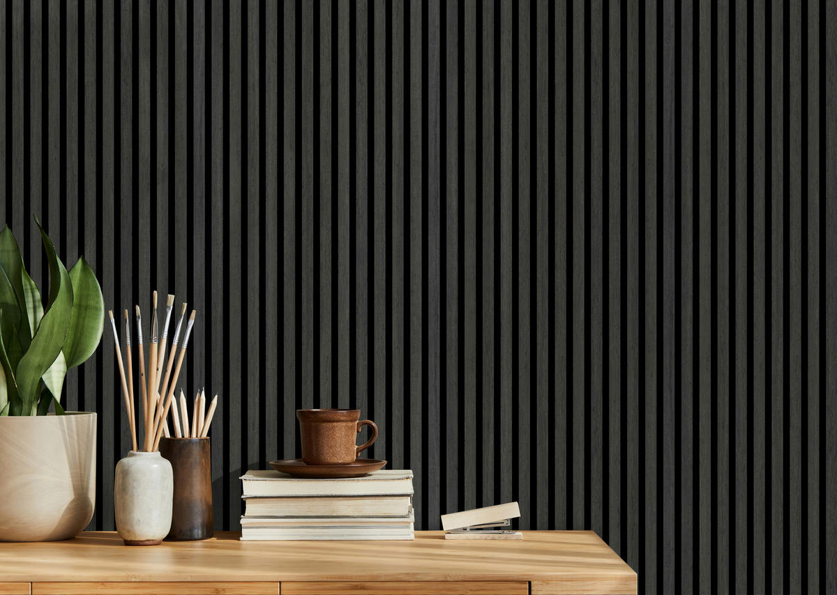 AKUSTIKPANEEL Dunkelgrau furniert 57.25/1.9/119 cm  - Dunkelgrau, KONVENTIONELL, Holzwerkstoff/Textil (57.25/1.9/119cm)