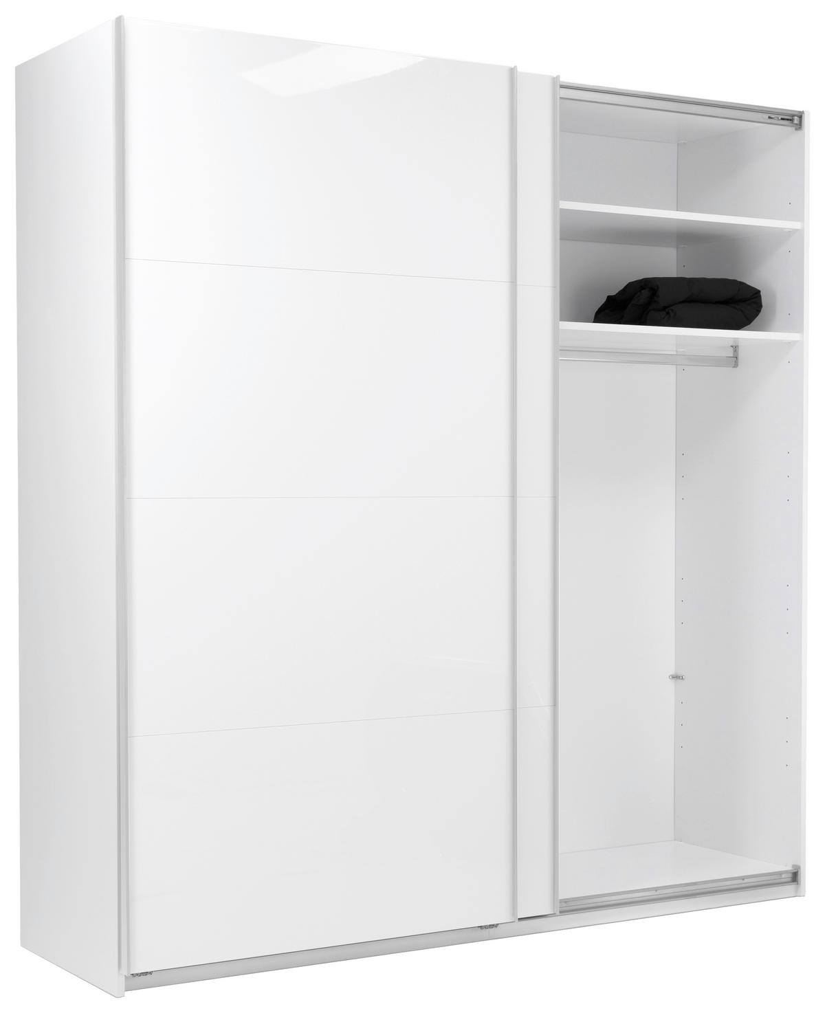SCHIEBETÜRENSCHRANK 200/210/62 cm 2-türig Weiß  - Weiß Hochglanz/Alufarben, MODERN, Holzwerkstoff/Metall (200/210/62cm) - MID.YOU